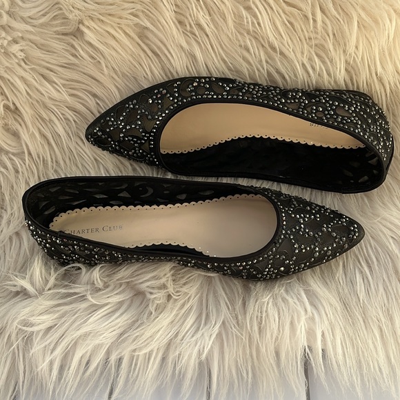 CHARTER CLUB Womens Tonina Black Pointed Toe Slip On Flats Sz 9M nwot - Picture 7 of 16